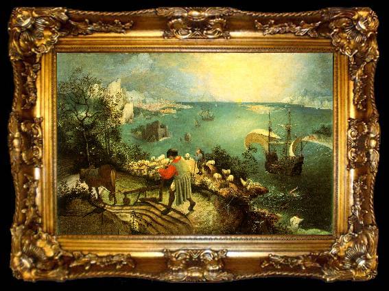 framed  BRUEGEL, Pieter the Elder Landscape with the Fall of Icarus g, ta009-2
